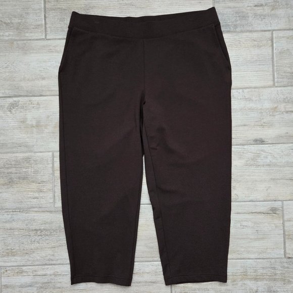 NWT J. Jill Pure Jill Affinity French Terry Slim Crop Pants Women's Chocolate XL - Picture 1 of 8